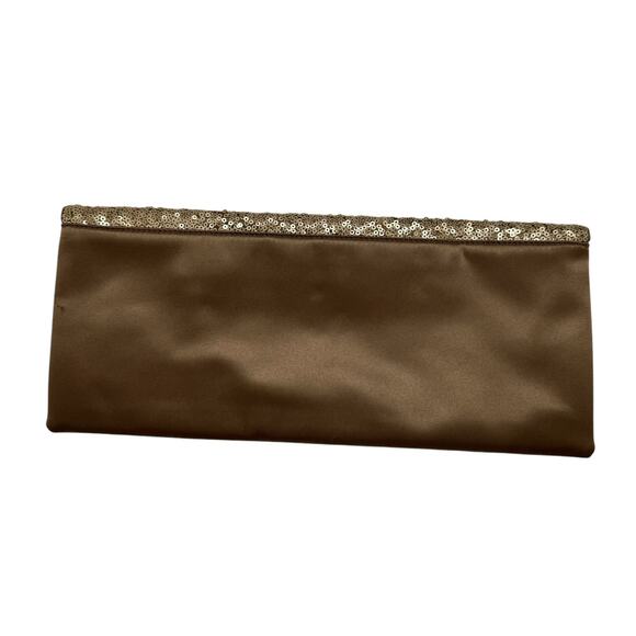 BANANA REPUBLIC Bronze Sequin Clutch Purse Wallet Satin Magnetic Close Formal - Picture 2 of 7